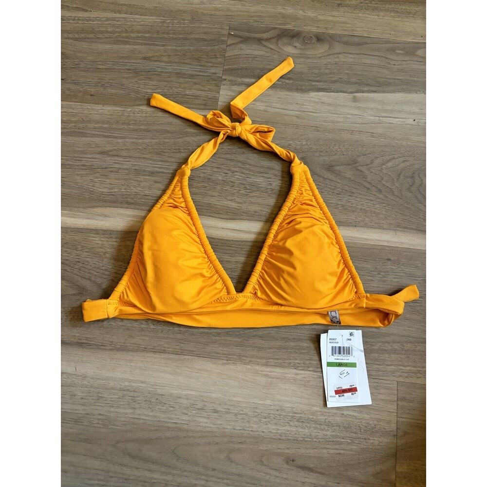 NEW BECCA Bikini Top Size L Large Orange Removable Cup Bathing Suit $78